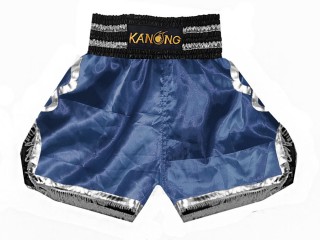 Boxing Shorts , Boxing Trunks : KNBSH-201-Navy-Silver